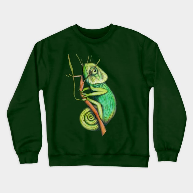 green chameleon Crewneck Sweatshirt by federicocortese